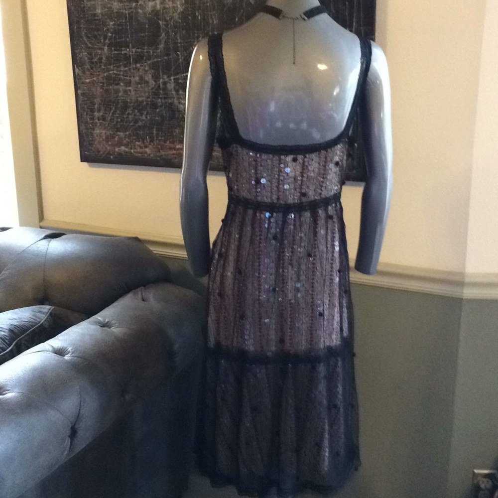Designer Jorando Sequins W/ Mesh Overlay Dress - image 3